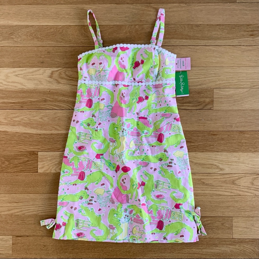 Lily Pulitzer mini dress - pink alligator print, “Frisky Business” size 2 NWT